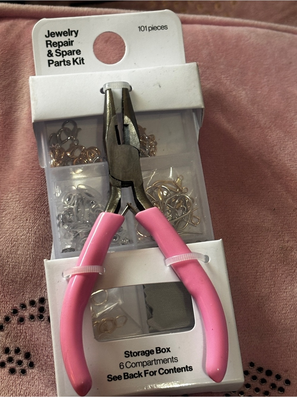 Source Unknown Pink Jewelry Pliers with Repair & Spare Parts Kit